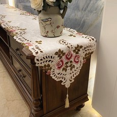 모모커머스 고품격 자수 레이스 식탁보 테이블 러너, (40x140cm)