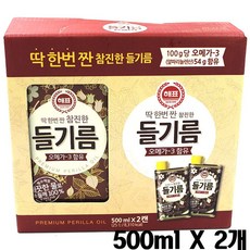 해표 딱한번짠 참진한 들기름500mlX2개 오메가-3함유 무료배송, 1세트, 500ml