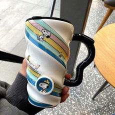 스누피 레인보우 대용량 머그컵 컵 500ml 커플 아이디어 독특 홈카페 집들이 신혼 선물, D