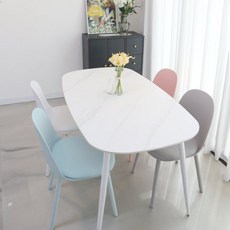 참갤러리 코넬 1200 포세린 통 세라믹 4인 식탁세트 의자4, 마블타원 화이트프레임-1200식탁, 라운드의자(화이트2p+그레이2p)