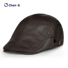 others 춘추 사장 리 얼 가죽 얇 은 베 레 모자 캡 남자 가을 겨울 중년 노인 캐 주 여자 전진 모 양가죽 브라운 (남녀 공용) XL (57 - 59) 조절 가능