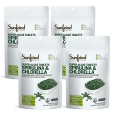 Sunfood Superfoods 선푸드 슈퍼푸드 스피루리나 클로렐라, 4개, 225정