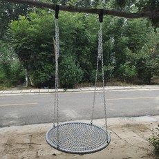 의자 정원그네 실버 실내 400파운드 캠핑그네 원형 야외 휴대용 60cm, 멜란지그레이 지름 60, 1개