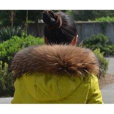 라쿤털 원목색 너구리 가죽 밍크 털카라 재료 후드 털트리밍 모자남녀 통용 지원