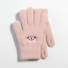 손 여 겨울 터치 기모 캐릭터 곰 니트 도톰 이슬 사랑스런 학생 장갑