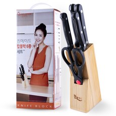 퀸메이드 칼블록 6종세트(식칼2개+가위+과도+칼꽂이), 1개