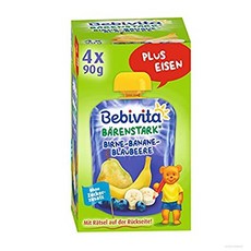 Bebivita Barenstark Birne-Banane-Blaubeere 베비비타 바렌스타크 바나나 배 블루베리 이유식 90g 16팩, 16개