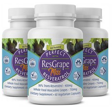 Perfect ResGrape Max 99% Trans-Resveratrol 60정 3팩, 3개