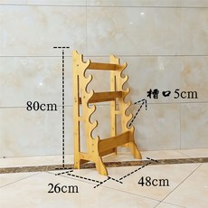가정용 무술 검도 학원 대나무 목검 검 거치대 검 보관 장식함 무기 스탠드, 입체형 6단 (원목색)