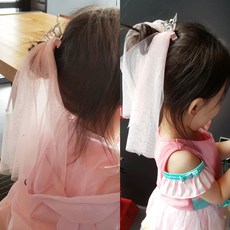 러브수아벨 면사포 집게핀 머리핀 유아 유아동 여아 웨딩 공주 핑크 화이트 왕관 티아라 헤어핀