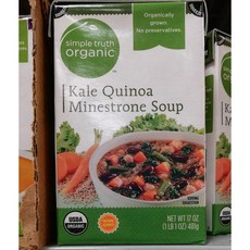 심플 트루스 오가닉 케일 퀴노아 미네스트로네 수프 17oz(481g) 4팩 Simple Truth Organic Kale Quinoa Minestrone Soup 17oz(481g) 4 PACK, 단일상품