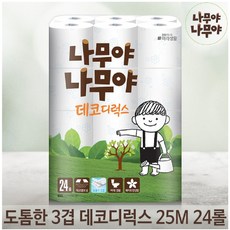 미래생활 나무야나무야 도톰한 3겹 데코 롤화장지 25M 24롤 2개 [JINI25-DG-7194342], 24개입