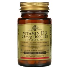 솔가 비타민D3 천연 딸기 바나나 1000IU 츄어블 100정 Vitamin D3, 100 츄어블정, 100개