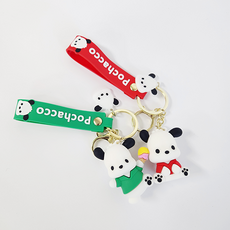 강아지 포차코 키링 2종 세트 캐릭터 열쇠고리, 1세트, 2)포차코 그린+레드