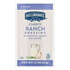 Hellmann's Classics Ranch Salad Dressing Portion C Hellmann's Classics Ranch 샐러드 드레싱 부분 조절 향낭 무함유, 102개, 42g