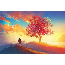 FIYO 보석 십자수 30x40cm 큐빅비즈 DIY선물키트 JN, 1set, Z-No.01햇빛 아래 나무(Square)