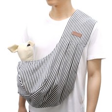 Dog-i 牛仔布雙面犬用外出斜背袋, 深藍色