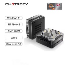 채트리 AN3 미니 PC 라이젠 7 7840HS 8845HS 780M DDR5 4800MHz 컬러풀 조명 사무실/게임용 데스크탑 컴퓨터 Wifi6/BT5.2/USB4.0, No RAM No Storage, 없음, No RAM No Storage