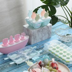 창의적이고 귀여운 DIY 콤비네이션 아이스 아이스크림 몰드, 핑크, 블루, 그린, 애니멀 아이스박스 핑크, 1개