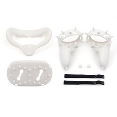 메타 오큘러스 퀘스트 2 용 실리콘 보호 커버 셸 케이스 헤드셋 헤드 페이스 패드 핸들 그립 VR 액세서리, 10 White set, 1개