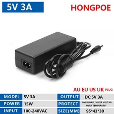 직류전원장치 LED 스트립 조명용 충전기 컨버터 어댑터 전원 장치 DC 5V 9V 12V 15V 18V 24V AC 100V-240V 1A 2A 3A 5A 6A 8A 10A, US Plug, 5V 3A 15W, 1개