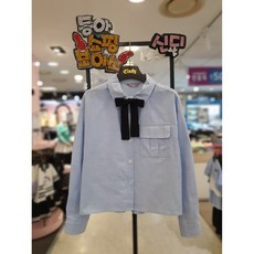 신디키즈 동아쇼핑점 여아"2023년~~가을신상" 예쁨뿜뿜 귀염뽀짝"데일리룩 귀엽고 사랑스러운 코튼 크롭 셔츠 남방##리본 탈부착 가능##연블루##초등 여아 데일리 남방 티셔츠##