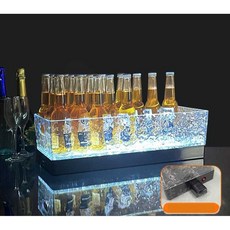 칵테일 양동이 플라스틱 LED 충전 직사각형 와인, 1개, 파손방지 회색 얼음통 백색광