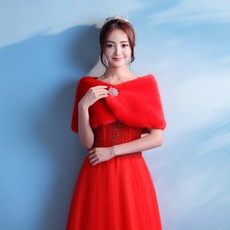 신부 웨딩드레스 숄 결혼 빅사이즈 드레스 웨딩 코트 겨울 가을 계절 두꺼운 면 보온 퍼 케이프