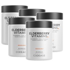 코드에이지 엘더베리 비타민스 비타민C D3 아연 Codeage Elderberry Vitamins, 5개, 90정