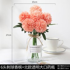 화장실 카페 신혼집 거실 실내조경 소품 고급 조화 꾸미기 사무실 선물 미용실XT20201008545Z, 6 시구 샴페인 + 북유럽 투명 대구 약병
