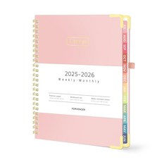 Forvencer 아카데믹 플래너 2025-2026 하드커버 주간 및 월간 캘린더 플래너 2025년 7월 - 2026년 6월 15.2 x 20.3cm(6 8인치) 탭이, 핑크