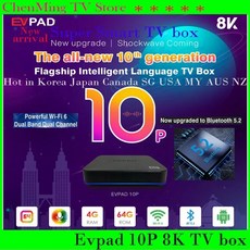 EVPAD 글로벌 AI 5FNF 스마트 TV 박스 음성 SG MY 한국 일본 CA 대만 미국 인도 베트남 PK Evpad, 24.Au 플러그 - Evpad 10P with MX3