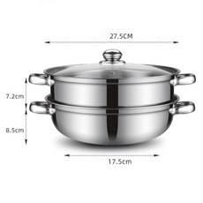두꺼운 3 층 스테인리스 스틸 스티머 다목적 냄비 수프 타말레 소스 야채 계란 28cm, 1개