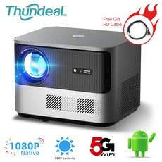 미니 빔 프로젝터 가정용 단초점 휴대용 ThundeaL TDA6 풀 HD 1080P 2K 4K 비디오 홈 시어터 자동 초점 5G 와이파이 안드로이드 TDA6W 3D 안드로이드내장, 1.Android Version