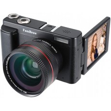 [독일] Fambrow 카메라 풀 HD 1080P WiFi 24MP 디지털 카메라 16 x 광각 렌즈 회전 3.0 인치, 단일옵션
