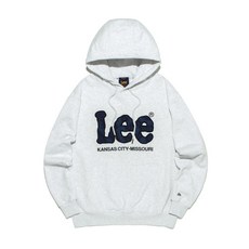 LEE 리 빅 트위치 데님 아플리케 후드 티셔츠 라이트 그레이