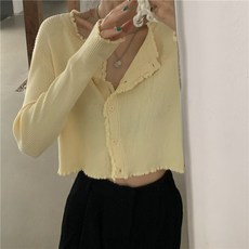 여성 얇은가디건 핑크 소녀 스웨터 카디건 나무 귀 니트 접힌 재킷 짧은 티셔츠 봄