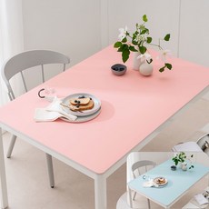  (14colors 11size) 롤로아 100% 방수 가죽 식탁보 테이블보, 210x100cm, 양면-9 (Pink+Skyblue) 