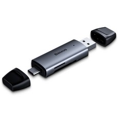 카드 신분증 리더Baseus 카드 판독기 유형 C USB 3.0 USB 마이크로 SD TF Cardreader 어댑터 노트북 Acesso, 01 Gray  Card Reader_01 CHINA