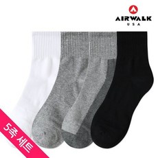 에어워크 남성 무지 중목 양말 5족세트, 상세설명 참조