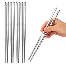 금속 젓가락 5쌍 25cm 스테인리스 젓가락 재사용 가능한 젓가락 식기세척기 안전 젓가락 저녁 젓가락 주방 식당용 국수 라면 초밥 실버, 5개