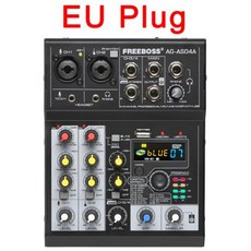 스피커 FREEBOSS 믹싱 콘솔 모바일 방송 4 채널 블루투스 PC USB 재생 레코드 88 DSP 디지털 이펙트 사운드 오디오 믹서 AG-AS04A, EU plug-B, 3) EU plug-B