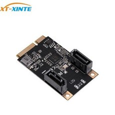 [해외] XTXINTE 미니 PCIE MPCI E 3.0SATA 3.0 SSD 어댑터 카드 SATA 케이블로 크기 미니 PCIE 슬롯으로 2 포트 SATA 추가, 상세내용표시, 상세내용표시