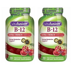 비타퓨전 비타민B12 구미 체리맛 90정 2팩 Vitafusion Extra Strength
