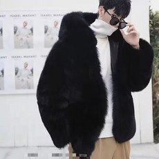 남자 모피 코트 퍼자켓 밍크 후드 폭스퍼 겨울 점퍼