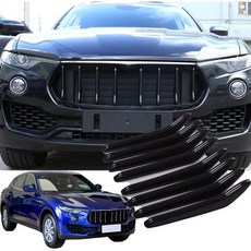 8pcs Car Styling ABS Plastic Exterior Front Grill Decoration Strips Cover Trims For Maserati Levan, Carbon Fiber