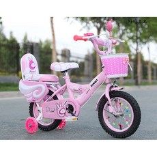 <카이호오>어린이 자전거 남녀 공용 아기 3-8세 유치원생 자전거, 16인치(4-6세), 연핑크