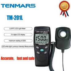 TENMARS TM-201L LUX/FC LED 라이트 미터 3 1/2 디지털 최대 판독 2000 실리콘 포토 다이오드 및 필터., 한개옵션0