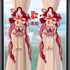 줄 정리 묶기 가정용 꽃 커튼 타이백 태슬 플라워 장식 홀더, 희화커튼밴드2개(백합방울)완제품배송, 1개