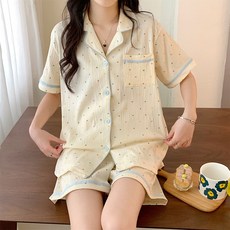 ANYOU 여자 러블리 도트 잠옷 사계절 스타일홈웨어